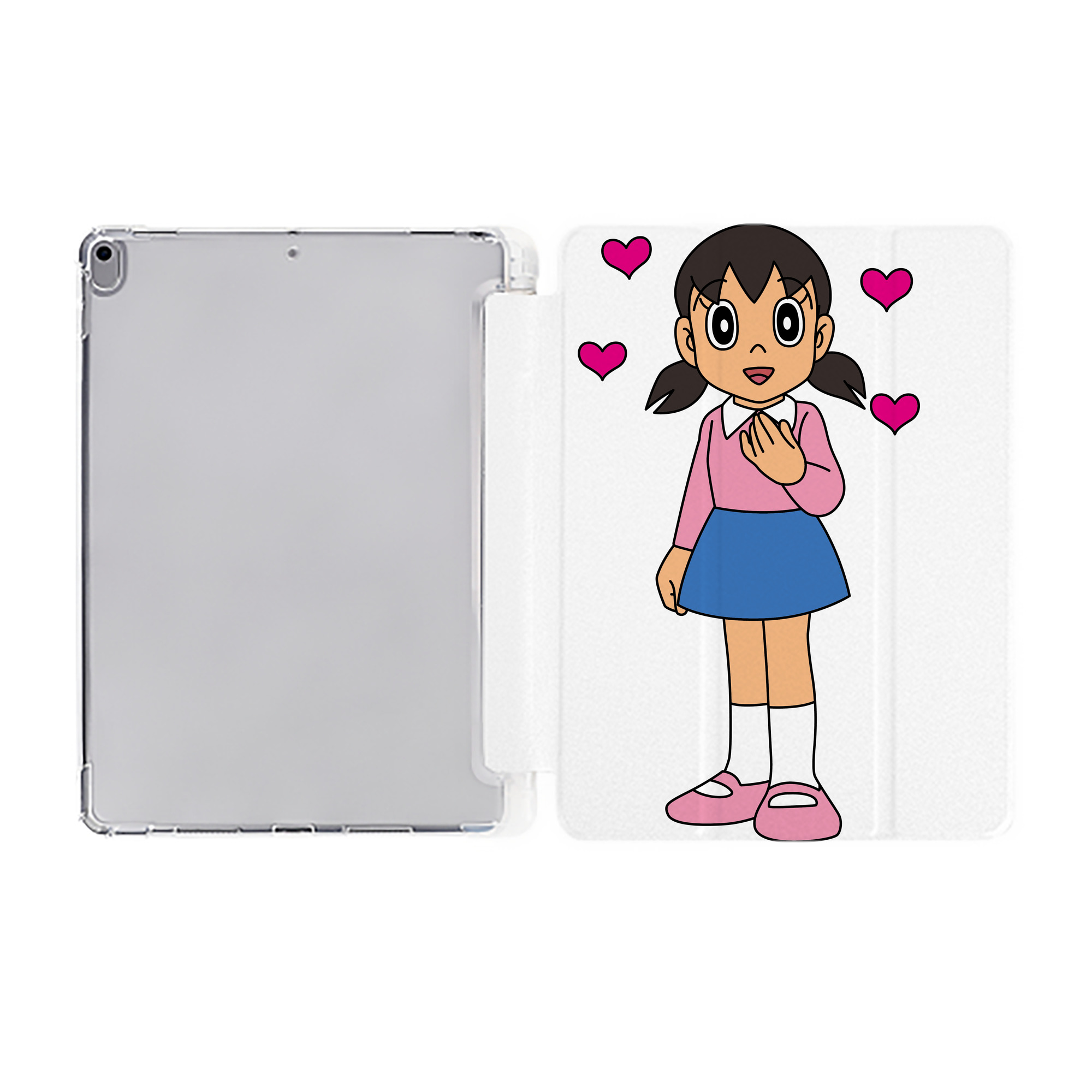 （画像用） ドラえもん みなもと しずか Doraemon Shizuka Minamoto IPad ケース ペン収納付き 三つ折りスタンド PUレザー×シリコン 対応機種9.5/10.5/10.9インチ